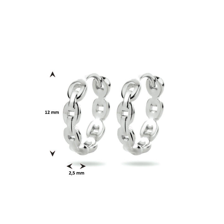 drop earrings link silver rhodium plated