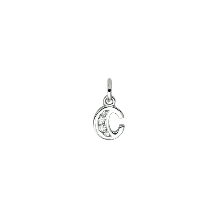 pendant letter a zirconia silver rhodium plated