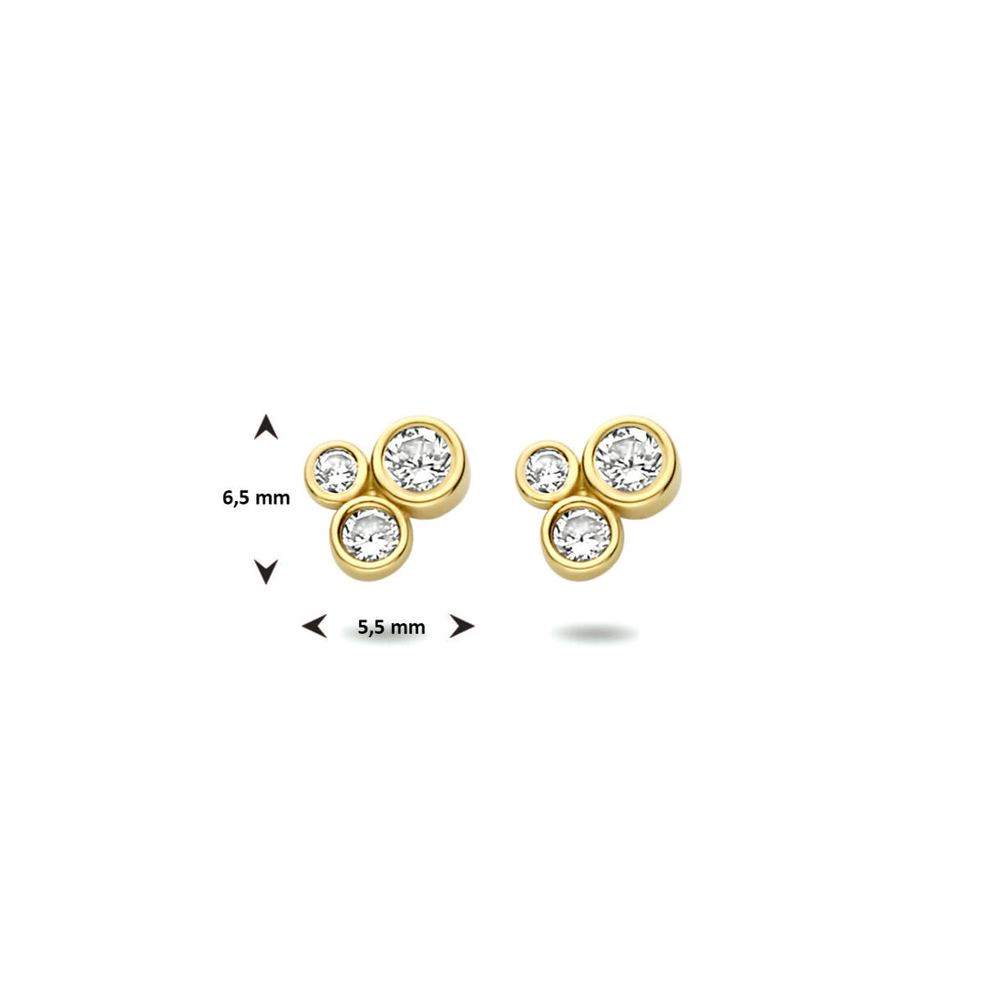 ear studs zirconia 14K yellow gold