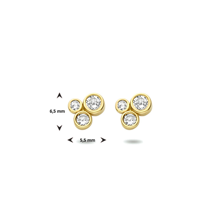 ear studs zirconia 14K yellow gold