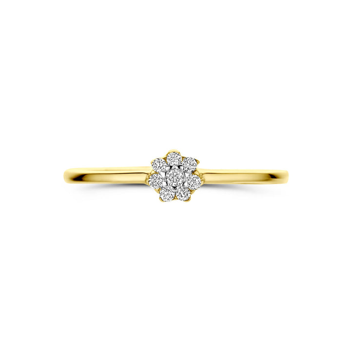 Flower ring zirkonia 14K geelgoud