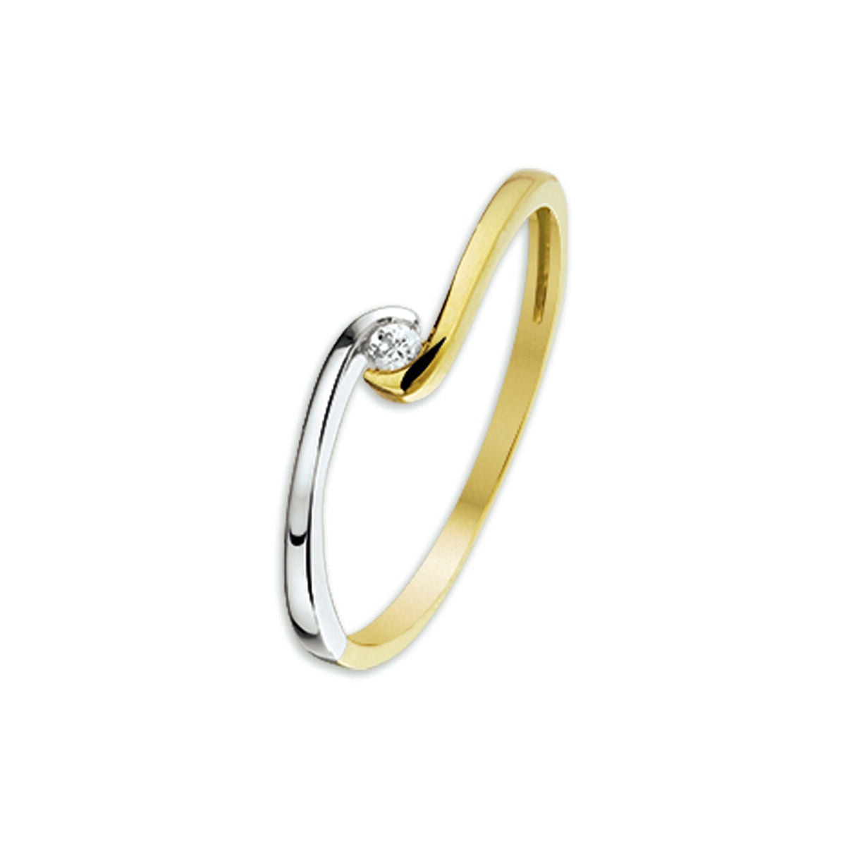 Ontdek de Van der Kooij Collectie ring zirkonia, vervaardigd in 14K bicolor geel/wit goud, met elegante geel- en witgouden accenten.