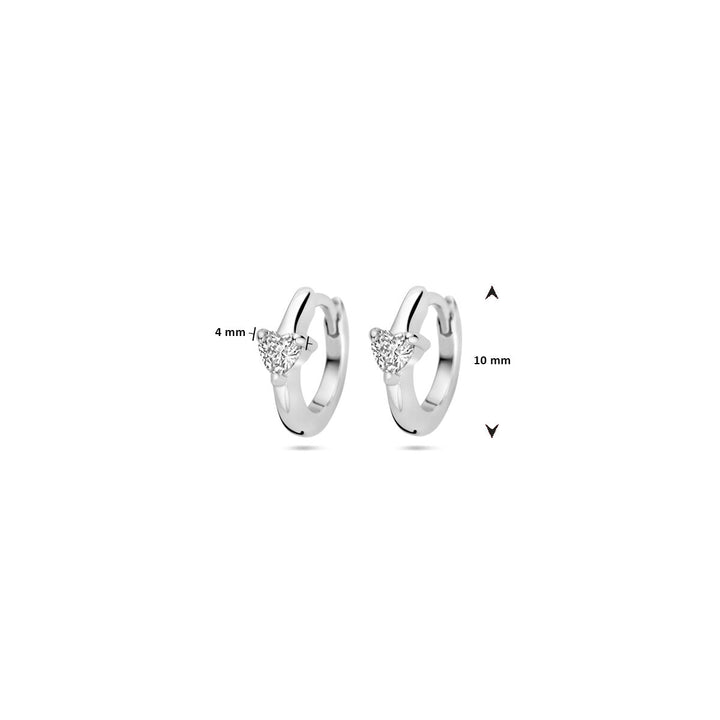 klapoorringen zirkonia hartjes 10 mm zilver gerhodineerd