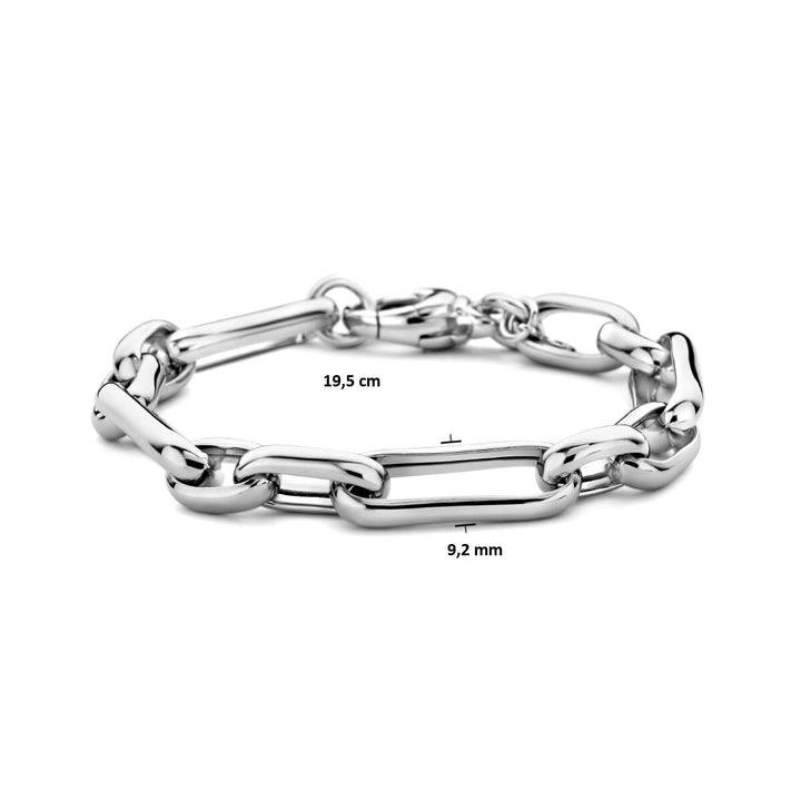 bracelet 9.2 mm 19.5 cm silver rhodium plated