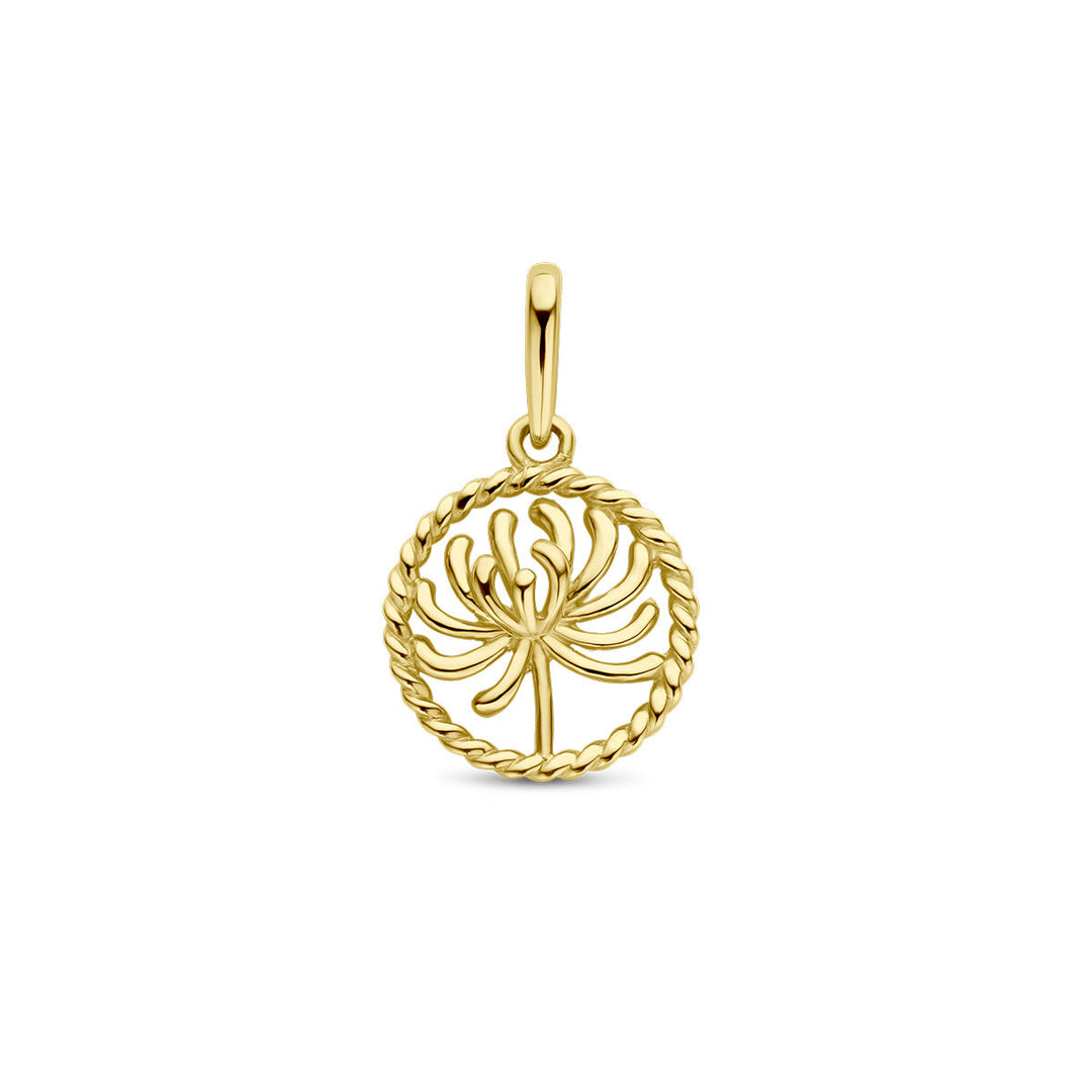 pendant with birth flower 14K yellow gold