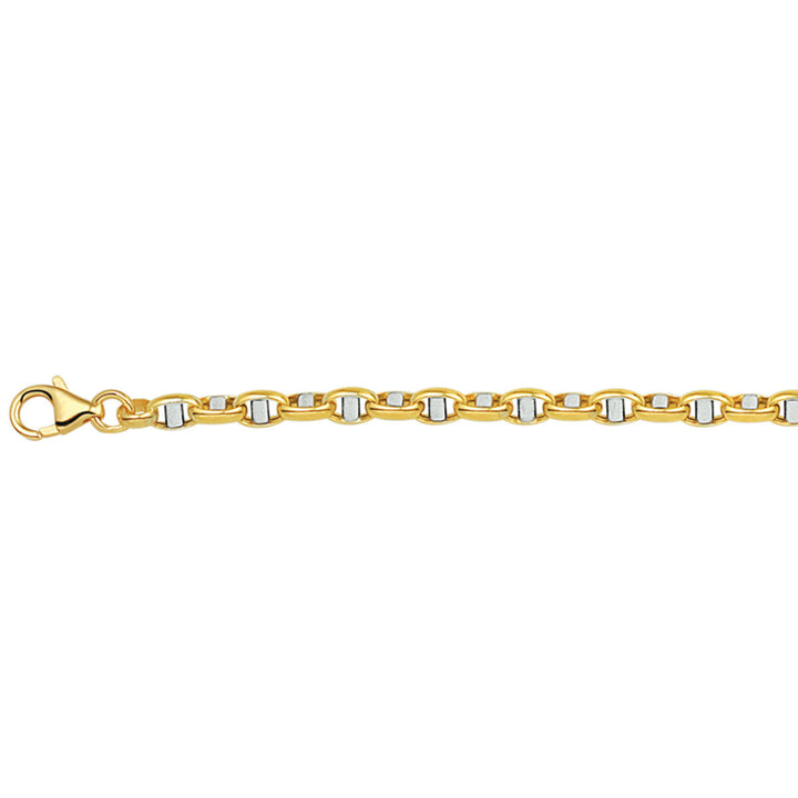 Goldarmband Damen Jasseron oval mit Steg 14K bicolor