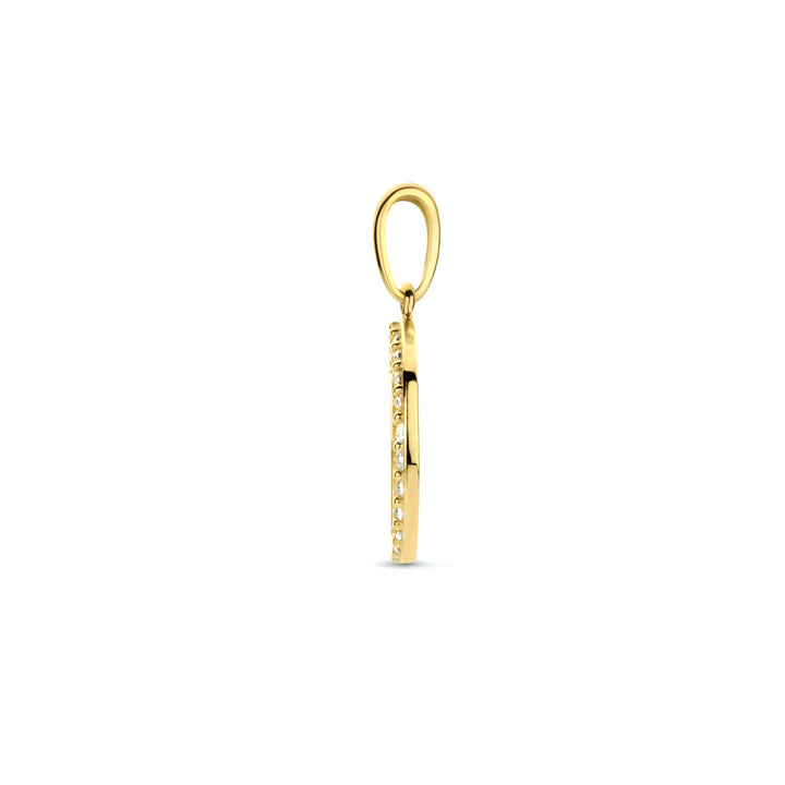 pendant zodiac sign zirconia 14K yellow gold