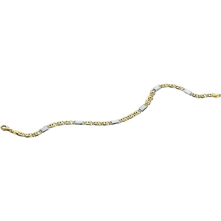 Gouden armband heren valkenoog met tussenstuk 4,2 mm 14K bicolor