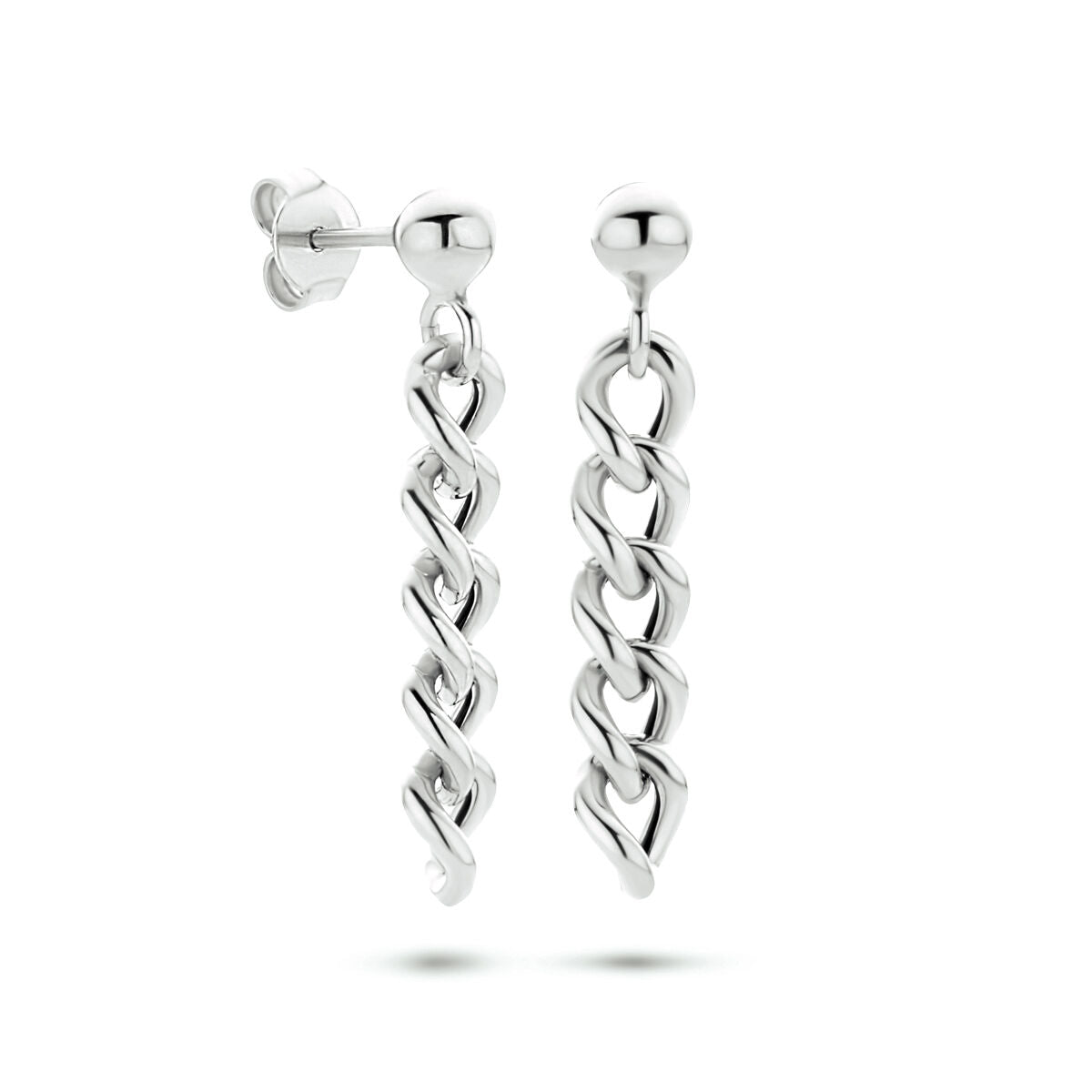 earrings link silver rhodium plated