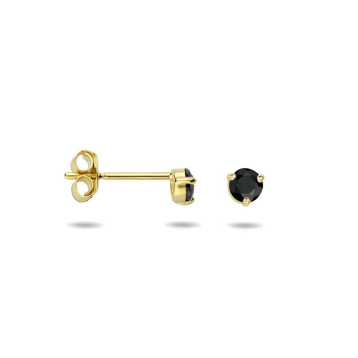 ear studs black zirconia 14K yellow gold