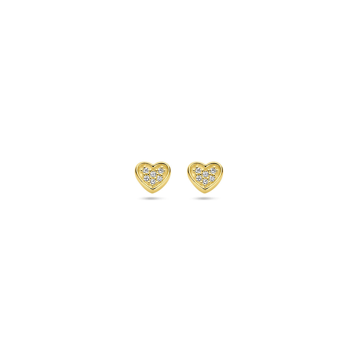 ear studs heart diamond h si 14K yellow gold