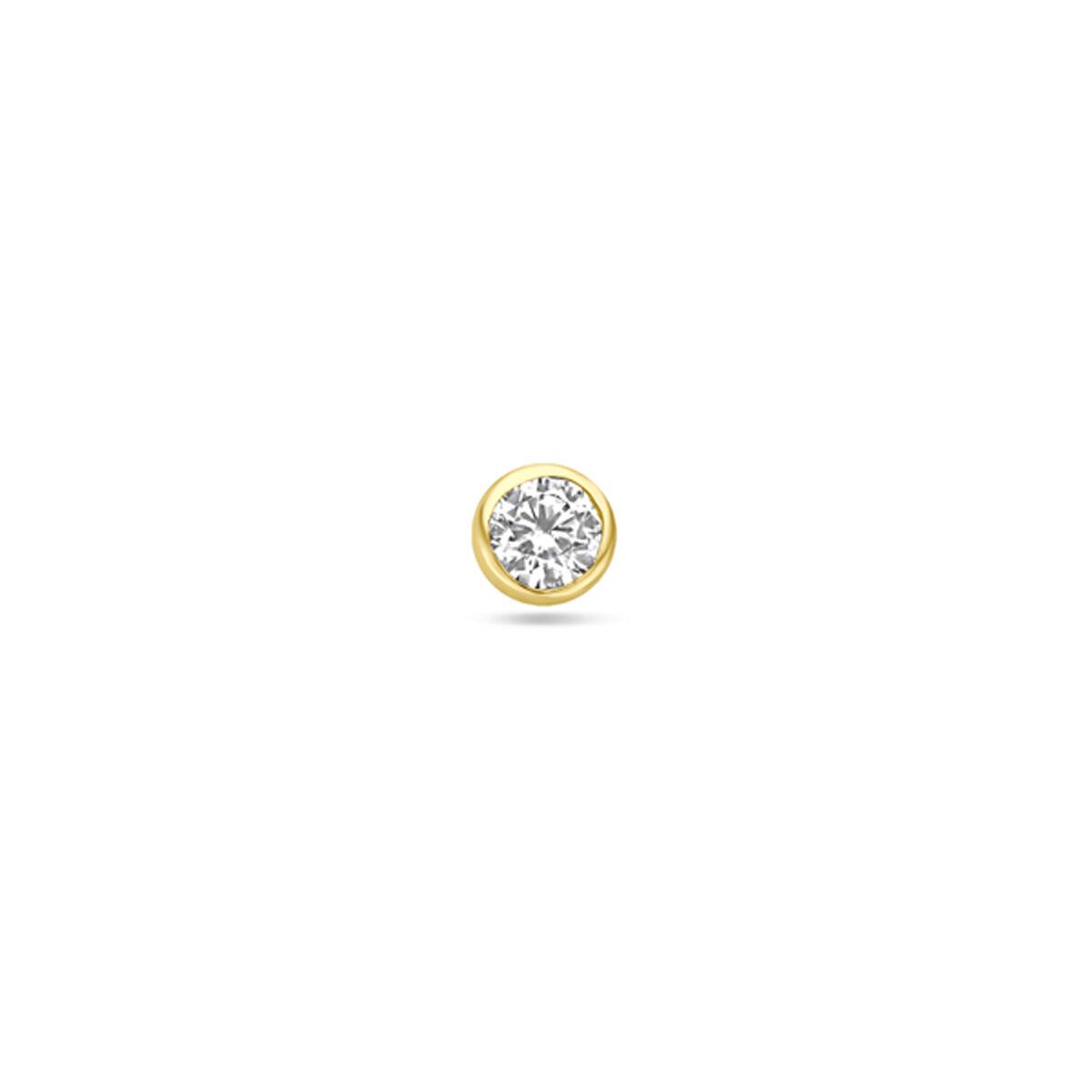 Flat back piercing van 14K geelgoud met een 3 mm zirkonia steentje.