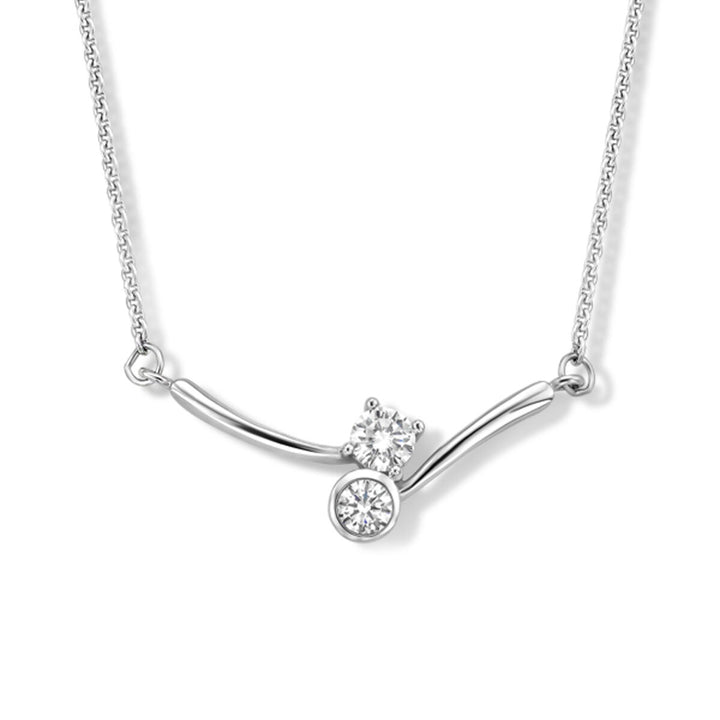 necklace spacer zirconia 42 - 45 cm silver rhodium plated