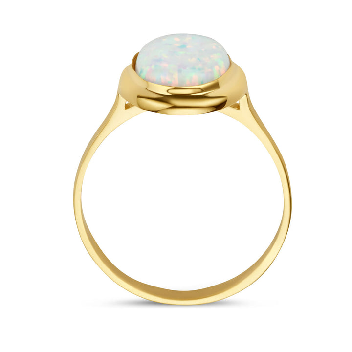 ring white opalite 14K yellow gold