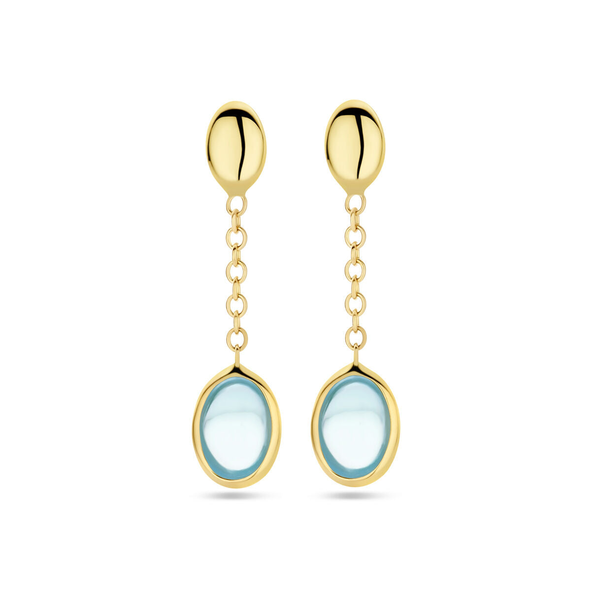 oorhangers blauw topaas 26 mm 14K geelgoud