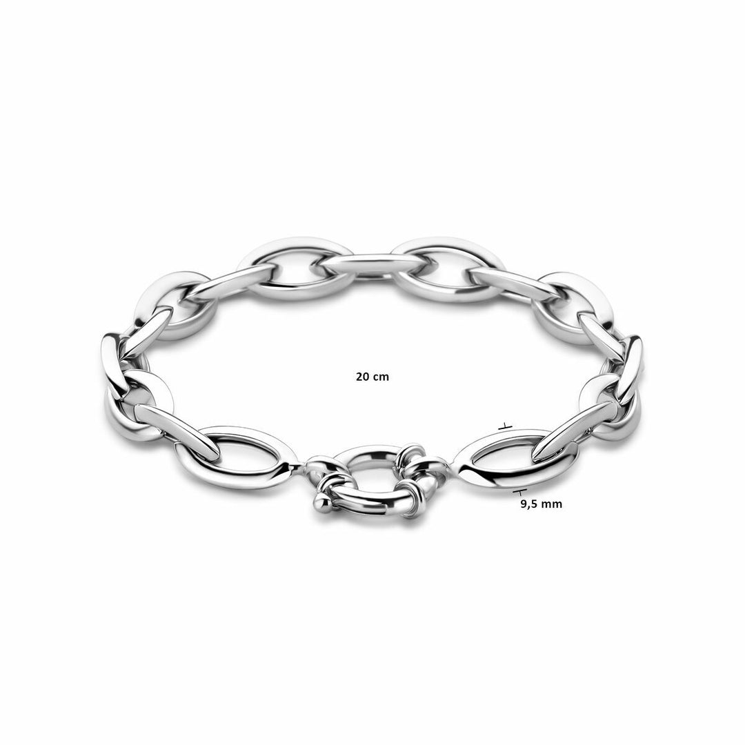 armband anker 9,5 mm 20 cm met groot springslot zilver gerhodineerd