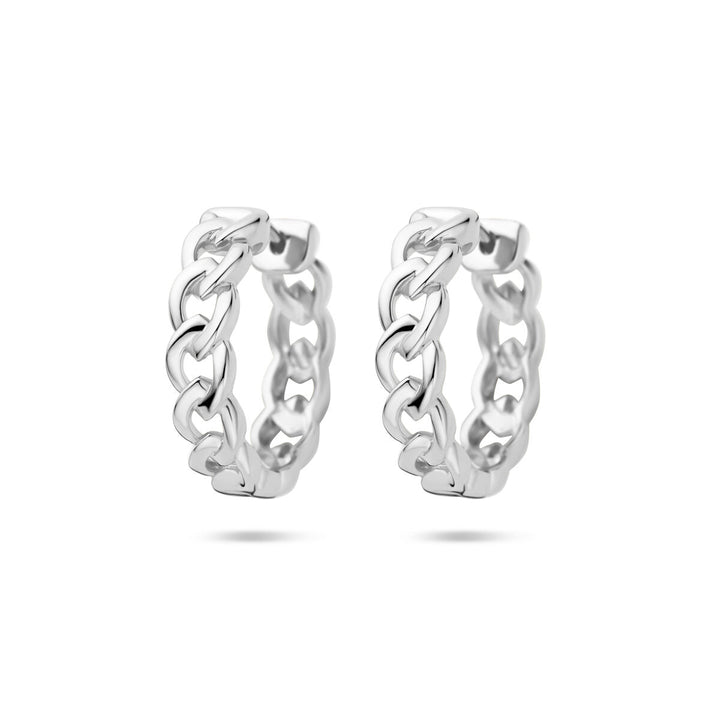 klapoorringen schakelmotief 18mm zilver gerhodineerd