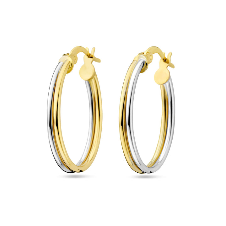 oorringen 14K bicolor goud geel/wit