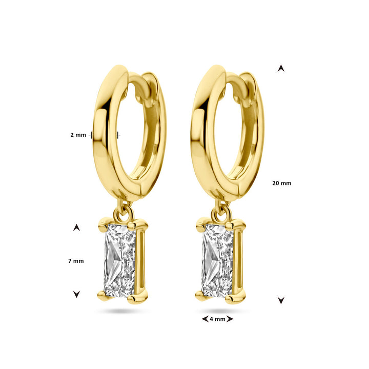 drop earrings zirconia 14K yellow gold