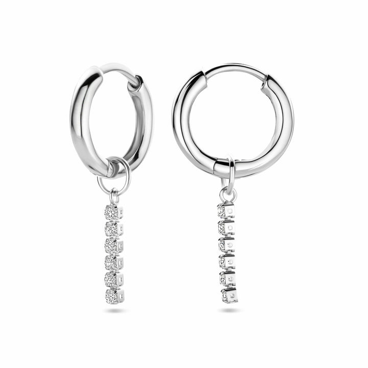 oorringhanger zirkonia per stuk 15 mm zilver gerhodineerd