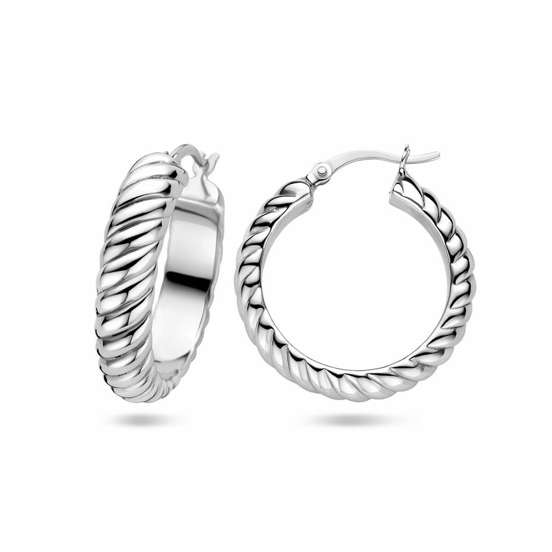 earrings twisted silver rhodium plated