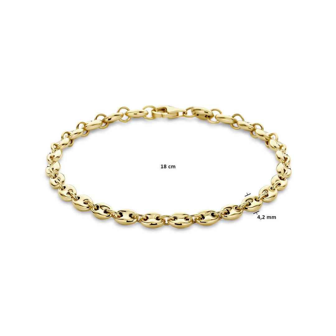 armband koffieboon 4,2 mm 18 cm 14K geelgoud