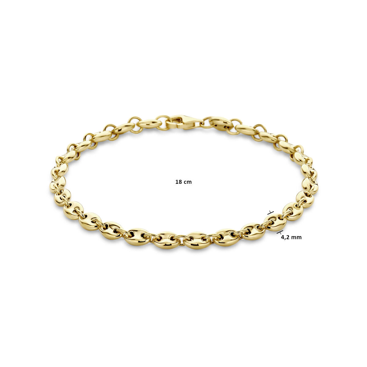 armband koffieboon 4,2 mm 18 cm 14K geelgoud