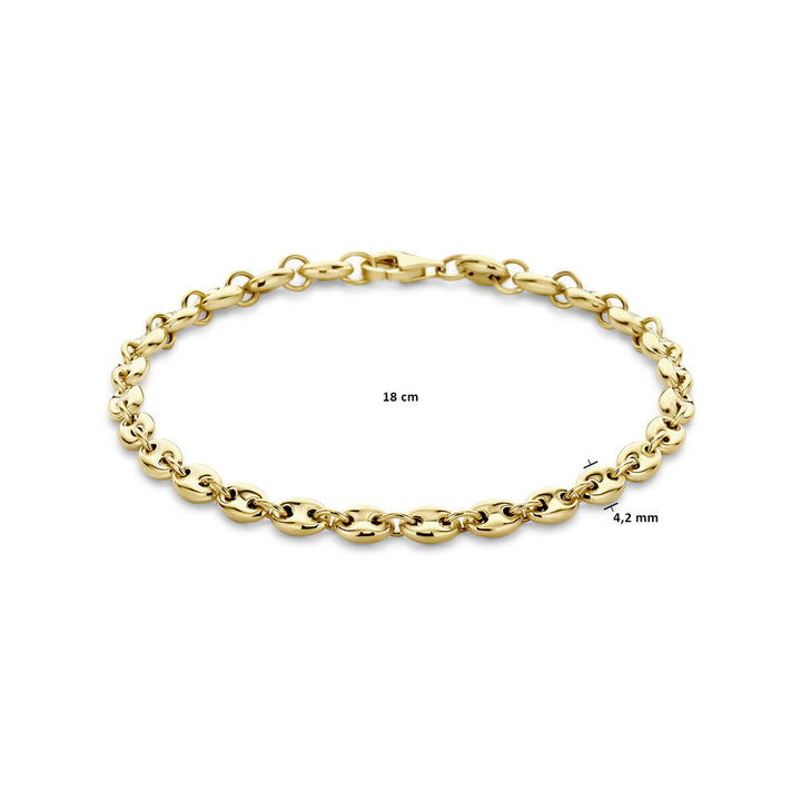 armband koffieboon 4,2 mm 18 cm 14K geelgoud