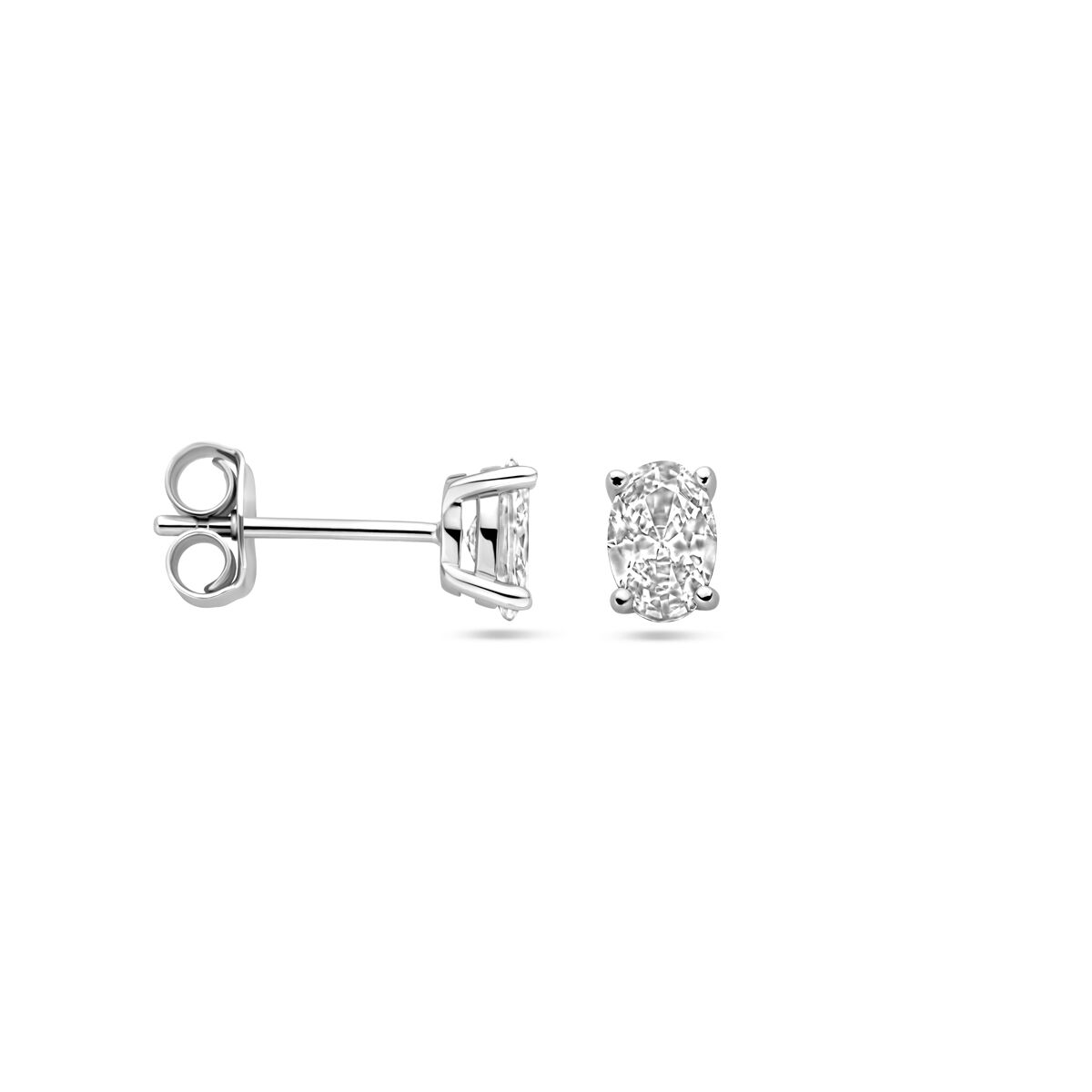 ear studs zirconia silver rhodium plated