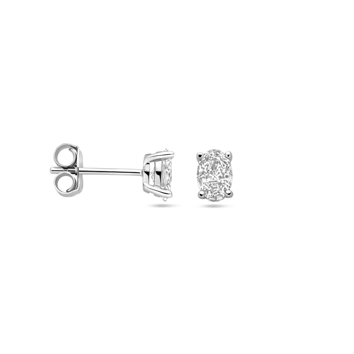 ear studs zirconia silver rhodium plated