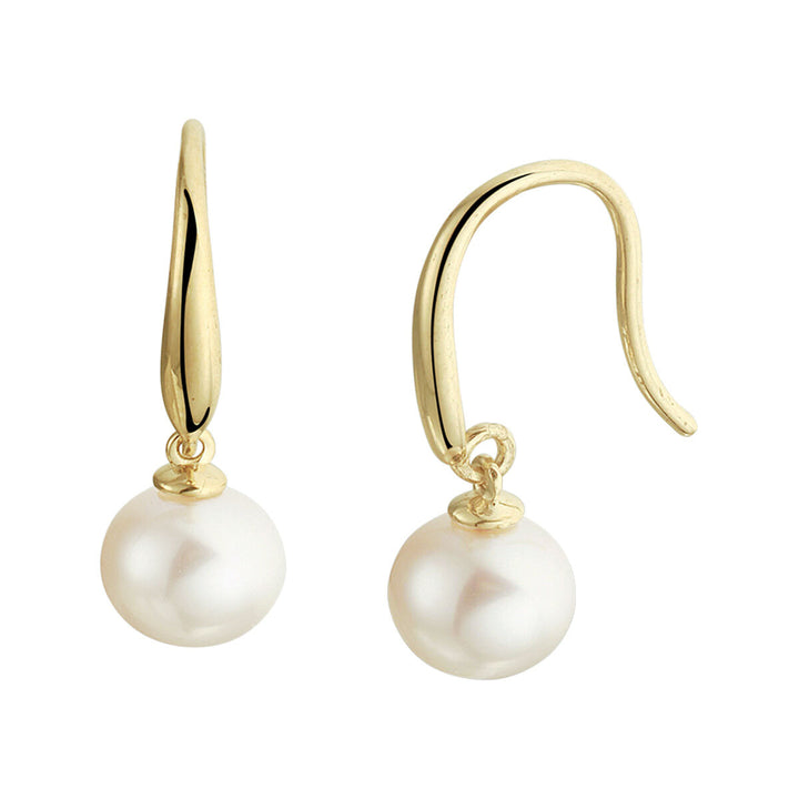 earrings pearl French hook 14K yellow gold