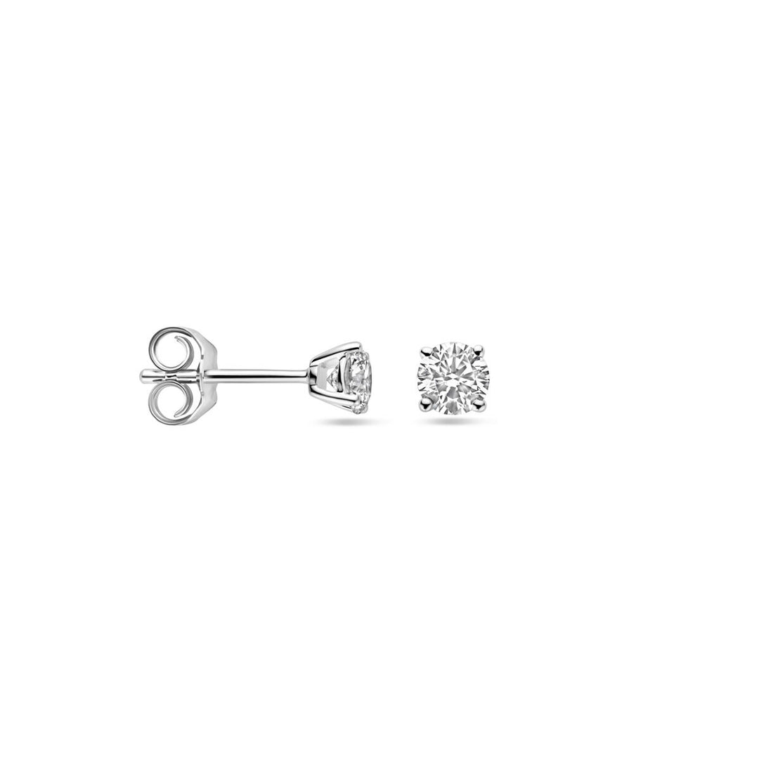 oorknoppen lab grown diamant 0.5ct (2x 0.25ct) h si 4 mm 14K witgoud