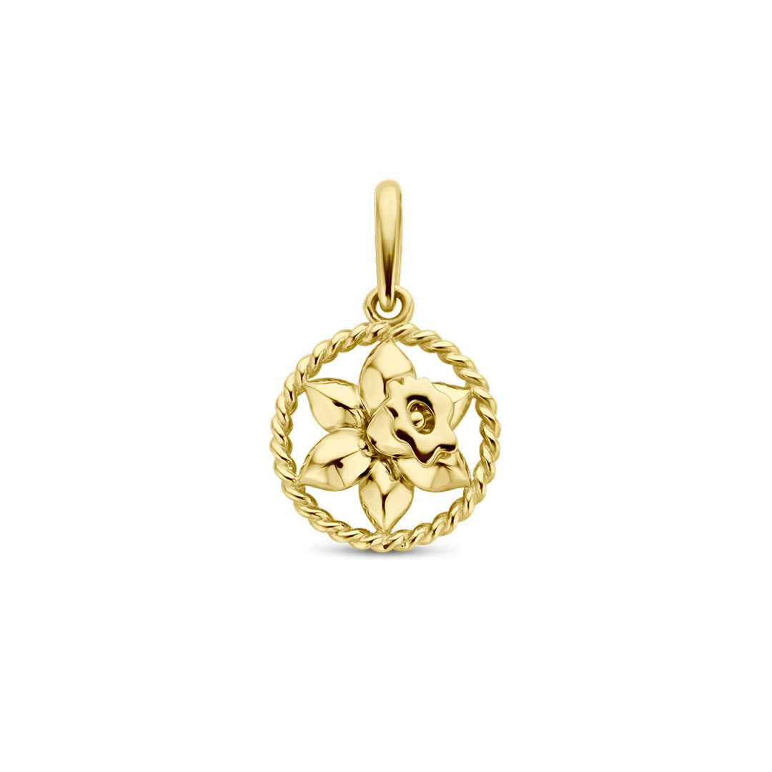 pendant with birth flower 14K yellow gold