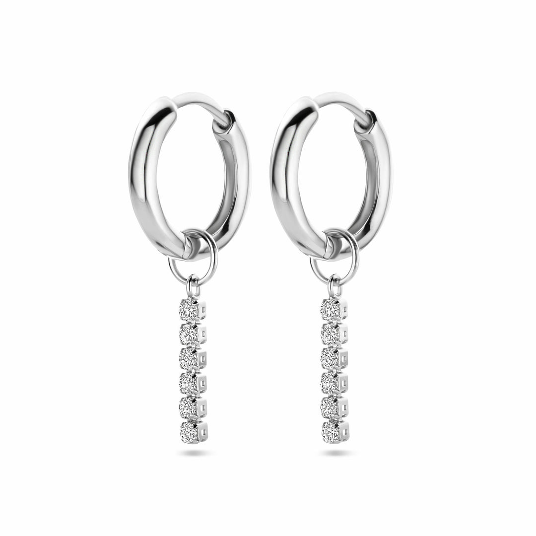 oorringhanger zirkonia per stuk 15 mm zilver gerhodineerd