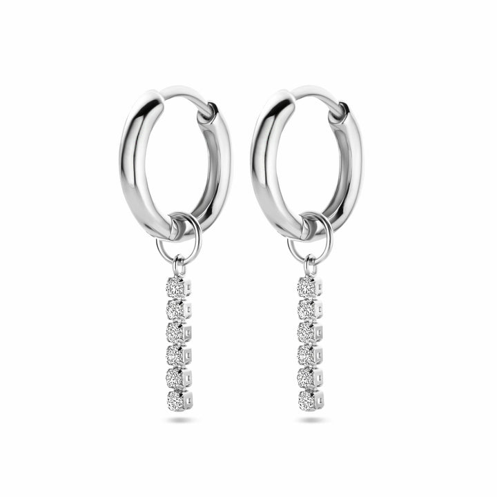 oorringhanger zirkonia per stuk 15 mm zilver gerhodineerd
