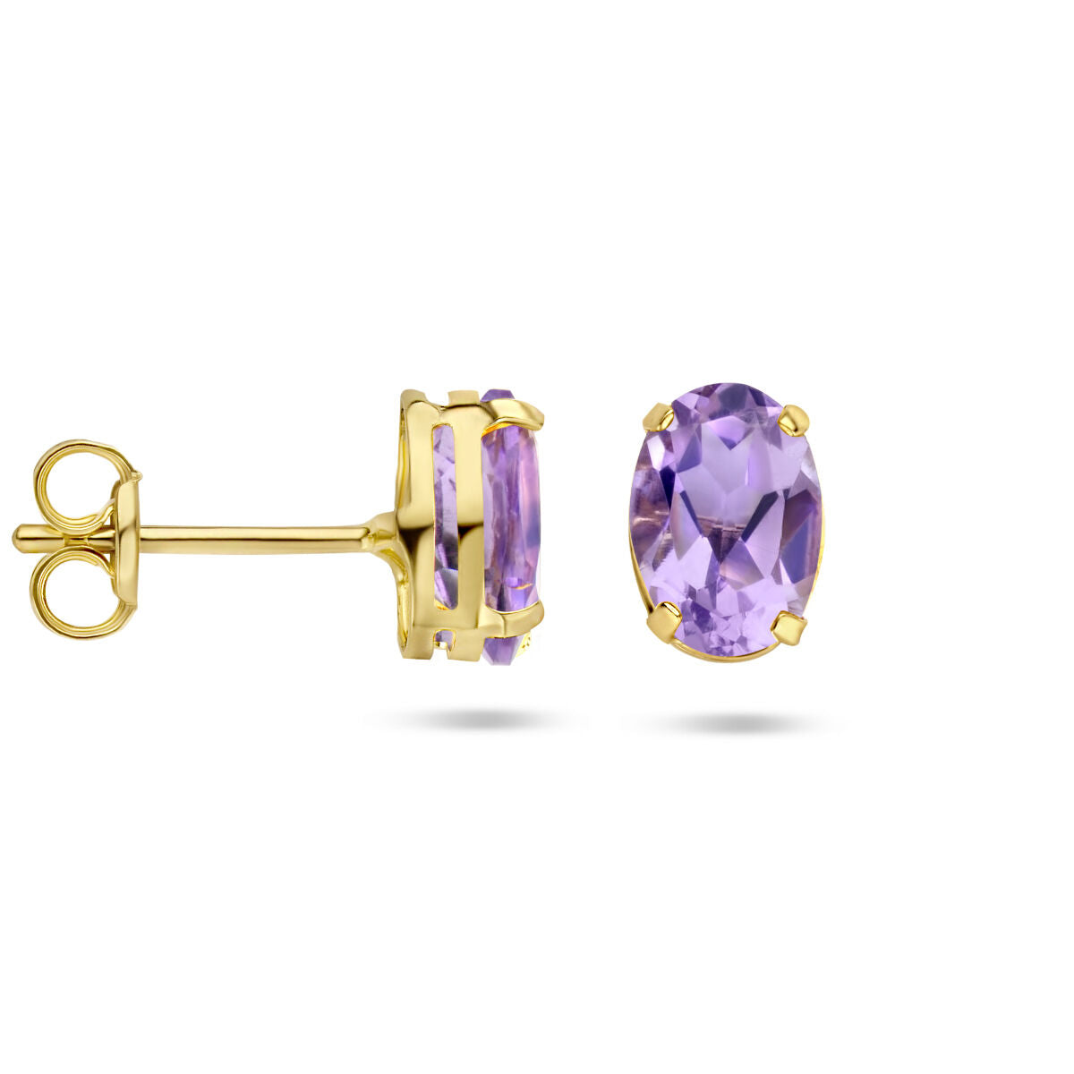 oorknoppen amethist 14K geelgoud
