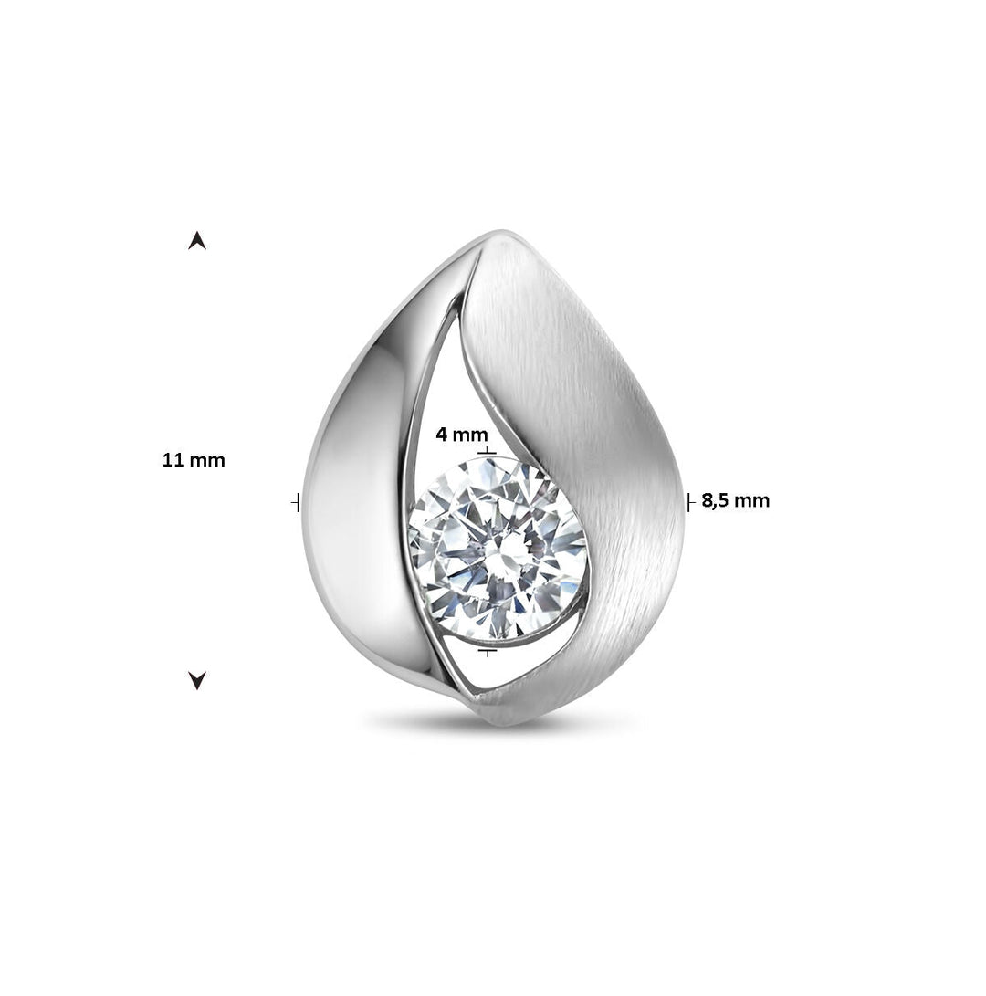 hanger druppel zirkonia poli/mat zilver gerhodineerd