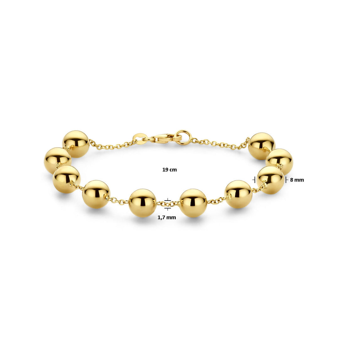 armband bolletjes 19 cm 14K geelgoud