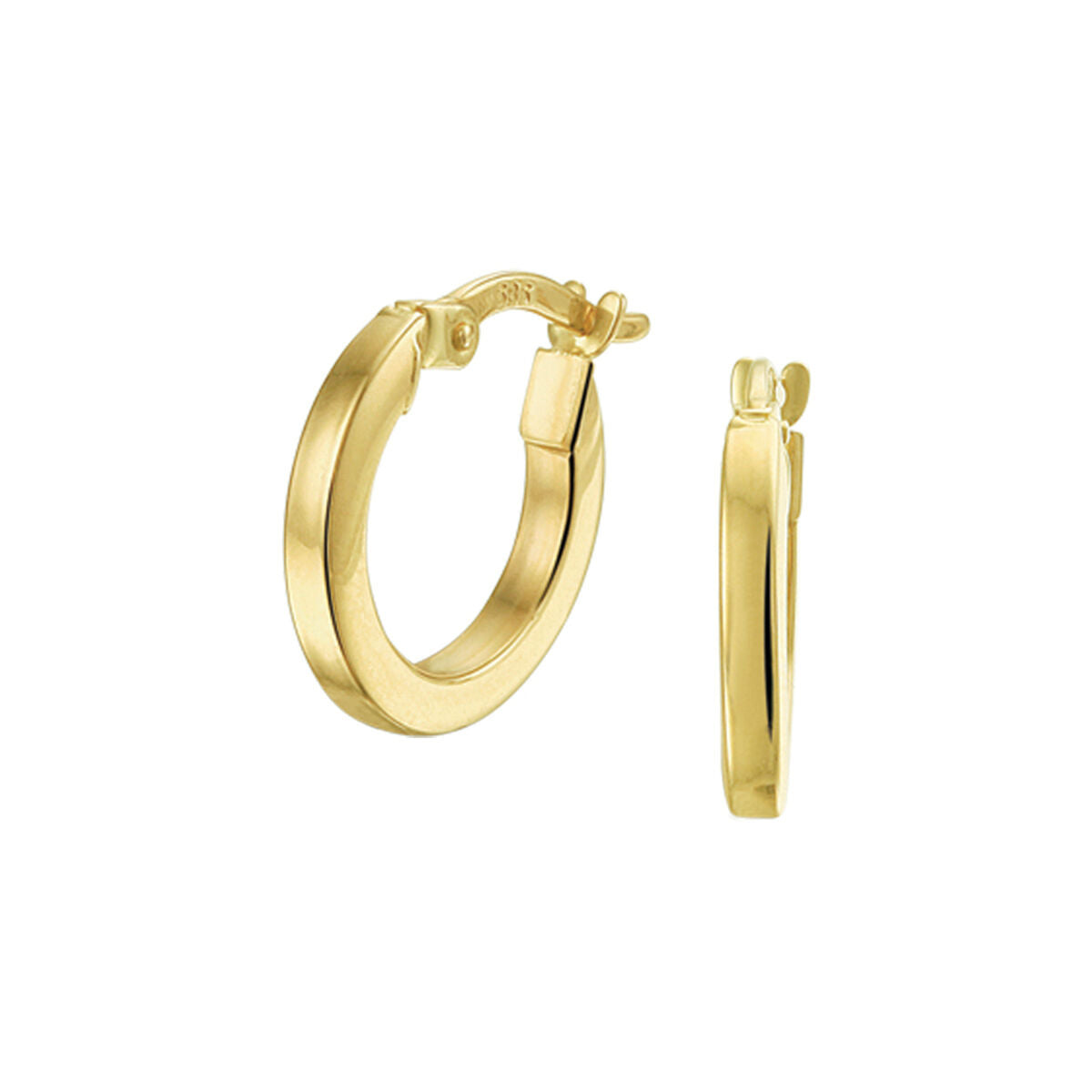 Vierkante buis oorringen van 14K geelgoud met een dikte van 2.0 mm.