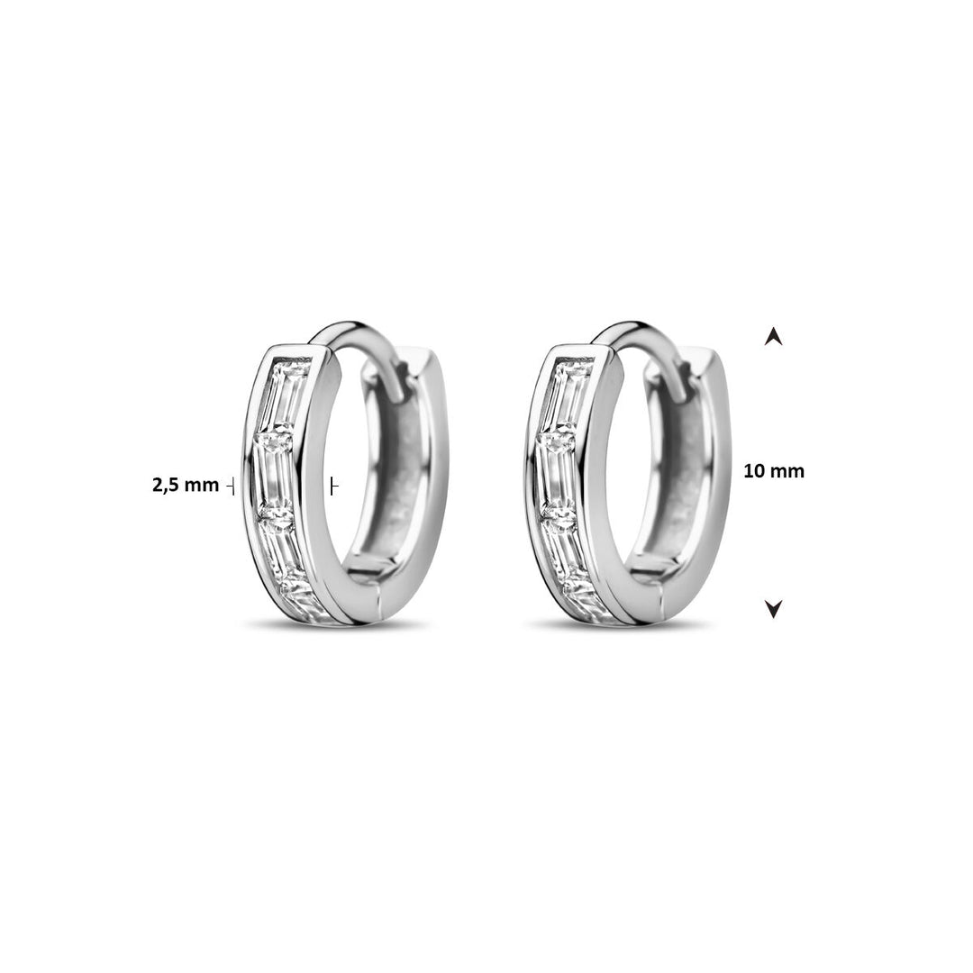 klapoorringen zirkonia 10 mm zilver gerhodineerd