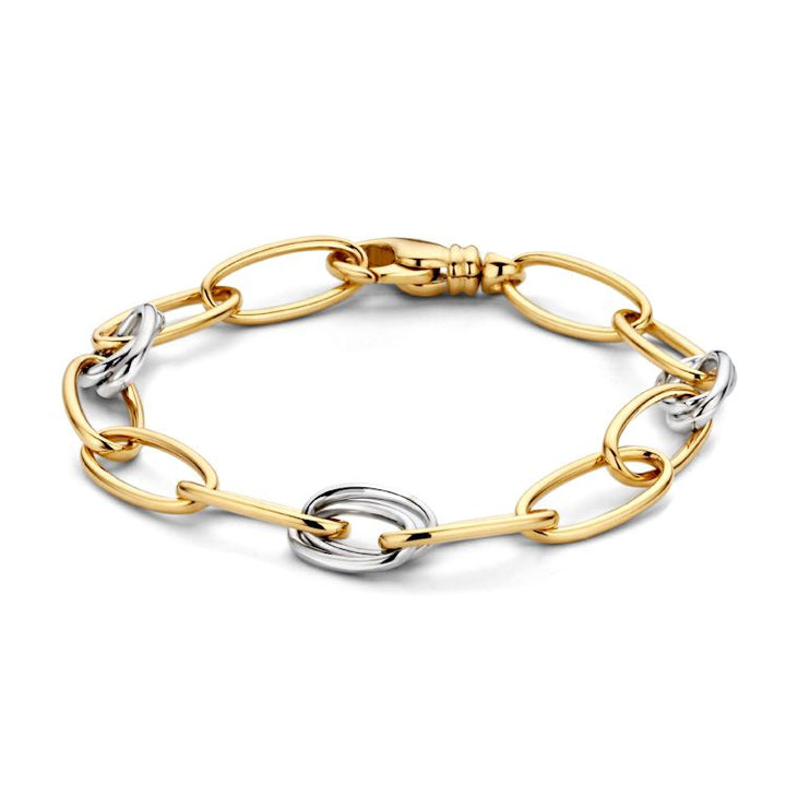 Luxueuze 14-Karaats Geel- en Witgouden Damesarmband, 19 cm