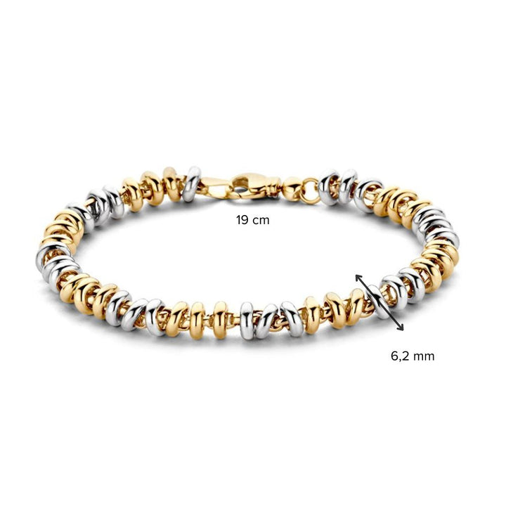 Tijdloze 14-Karaat Bicolor Gouden Armband voor Dames – Geel/Wit – 19 cm