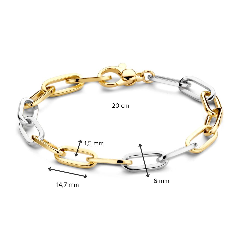 14-Karaat Geel/Wit Gouden Armband voor Dames – 20 cm – Luxe en Tijdloos