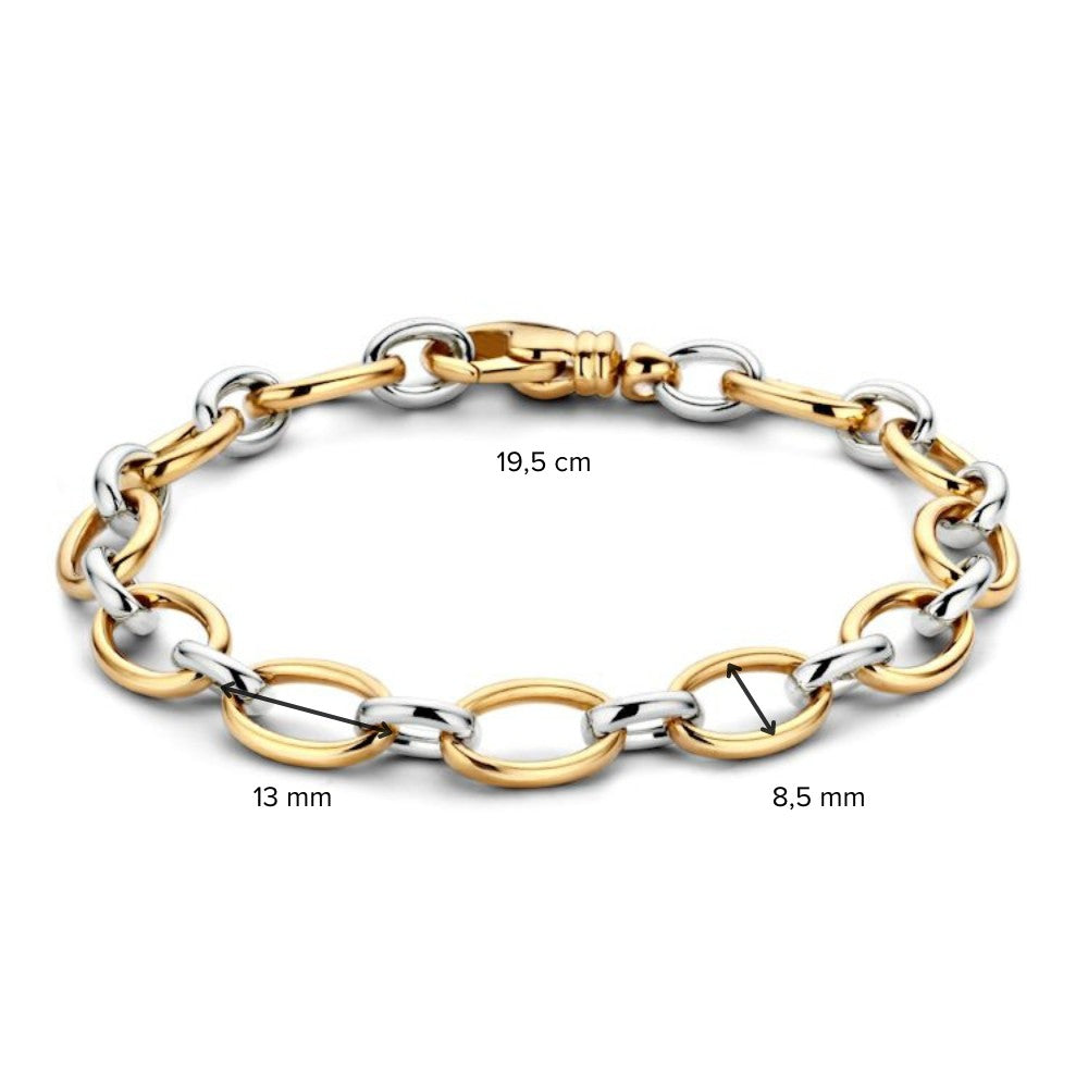 Elegante 14-Karaats Geel- en Witgouden Damesarmband, 19,5 cm