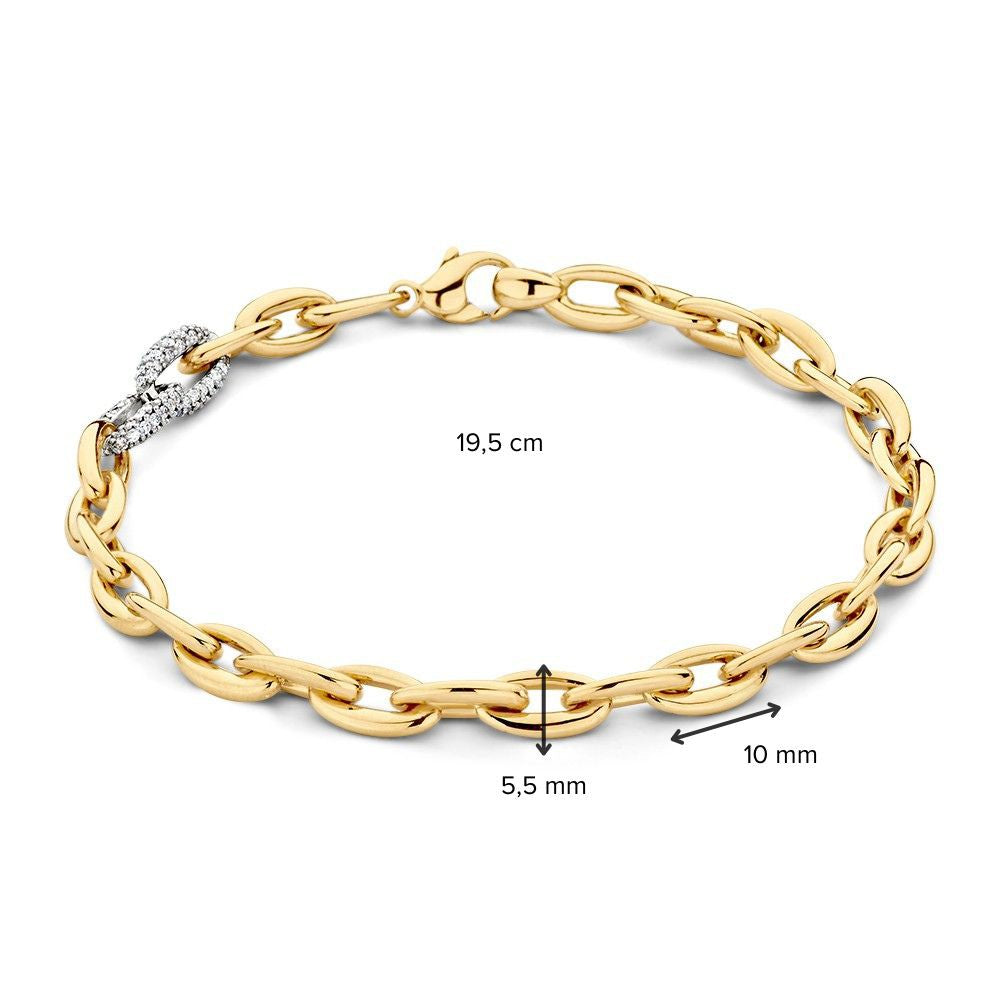 Luxe Gouden Schakelarmband met 0,50 ct Diamanten – 14-Karaat Elegantie voor Dames