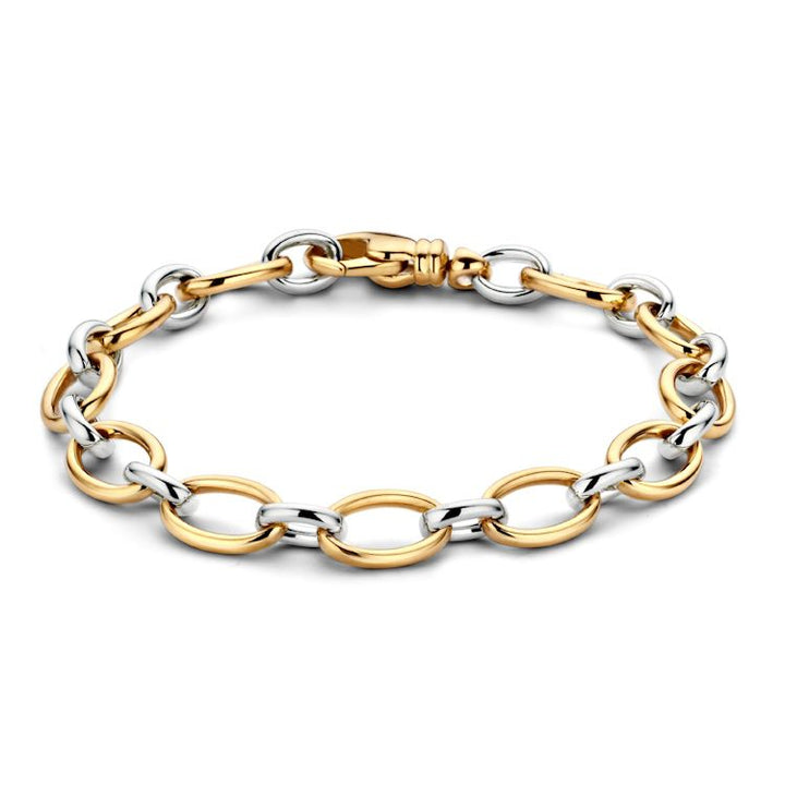 Elegante 14-Karaats Geel- en Witgouden Damesarmband, 19,5 cm
