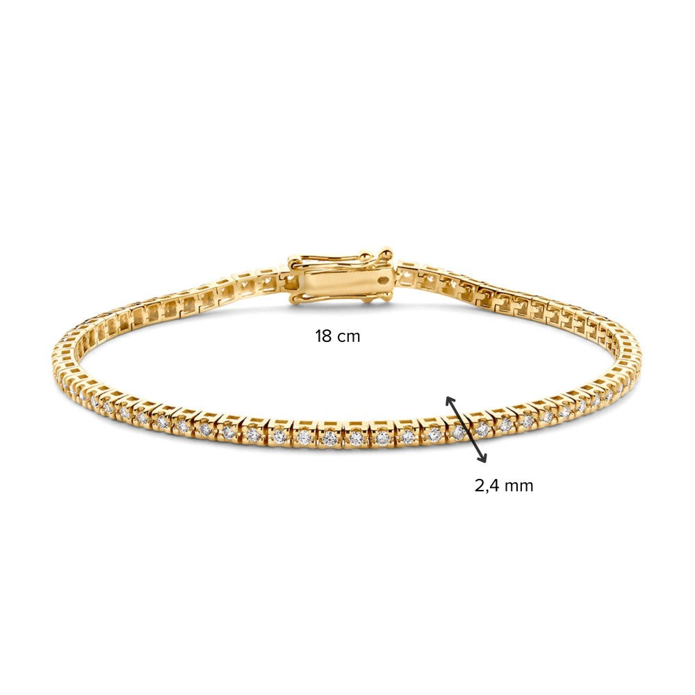 Geelgouden Tennisarmband met Diamanten – 14 Karaat Goud, 1.04 Karaat Diamant, Elegante Armband voor Dames