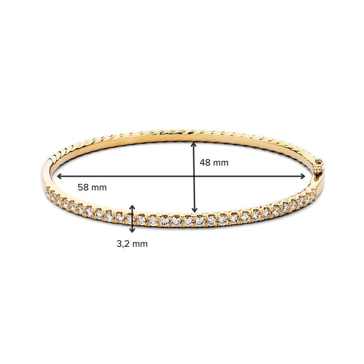 Geelgouden Bangle met Diamanten – 14 Karaat Goud, 1.56 Karaat Diamant, Luxe Armband voor Dames