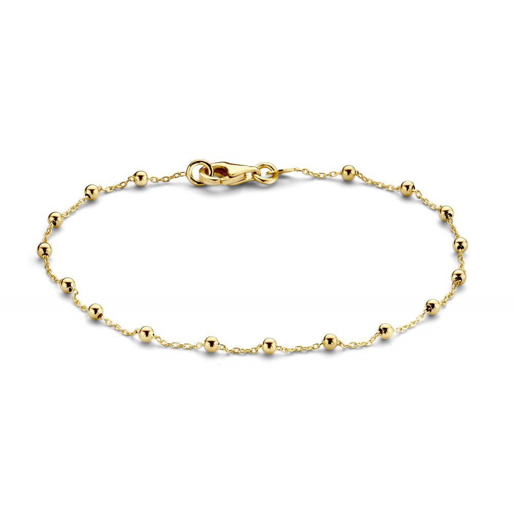 Gouden Armband met Bolletjes – 14 Karaat Geel Goud, Stijlvolle Armband voor Dames, 19 cm