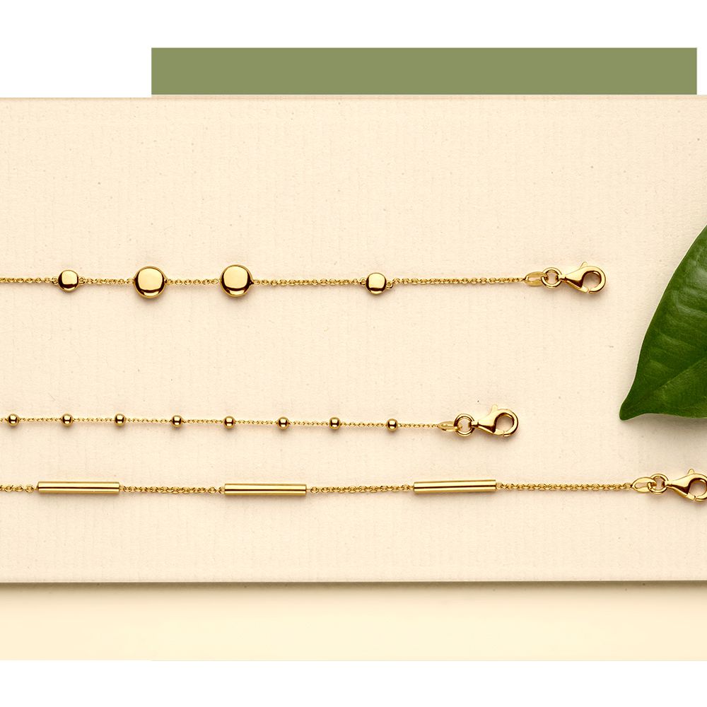 Gouden Armband met Bolletjes – 14 Karaat Geel Goud, Stijlvolle Armband voor Dames, 19 cm